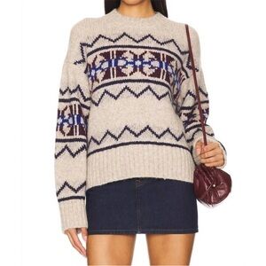 WHITE + WARREN Plush Alpaca Blend Fair Isle Sweater Size Small
